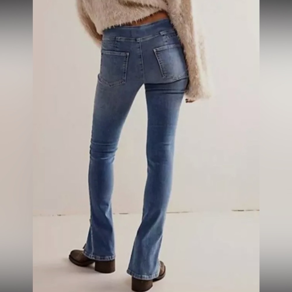 We The Free Double Dutch Split Skinny Jeans Blue Stretch Pull On Size XS - Picture 2 of 8